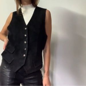 Vintage BB Dakota for Nordstrom Black Leather Suede Vest Medium